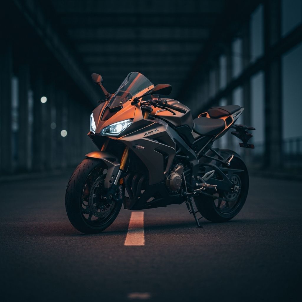 Motor in een verlaten parkeergarage bij nacht
